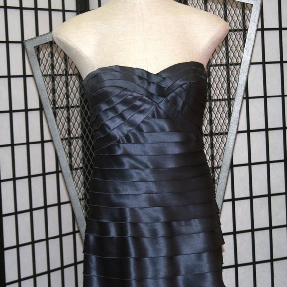Charcoal Gown with Horizontal Strips with unfinished edges - Picture 2 of 10